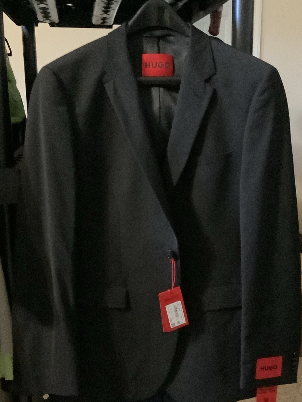 HUGO Black Men's Single-Breasted Notch Lapel Blazer, 42L, new